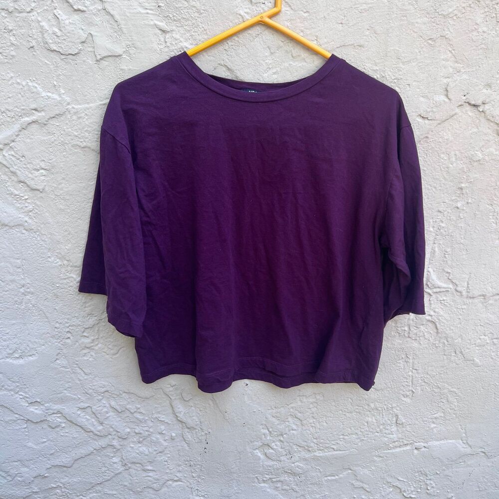 Purple Cropped T-Shirt sz xl 3/4 sleeve